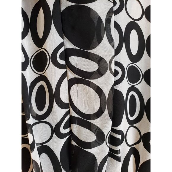 Voir Voir geometric print, back sash drape, high neck, sleeveless dress, size 8 - Picture 7 of 9